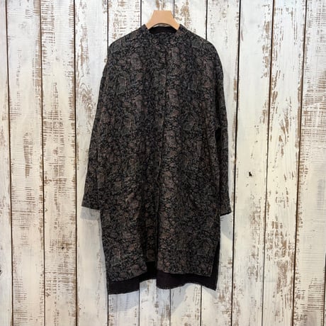 maison de soil メゾンドソイル ブロックプリントワンピース グレー