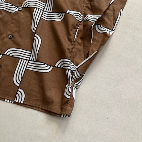 ウッドブロックプリントバンドカラーシャツ  622608 / HAVERSACK ハバーサック