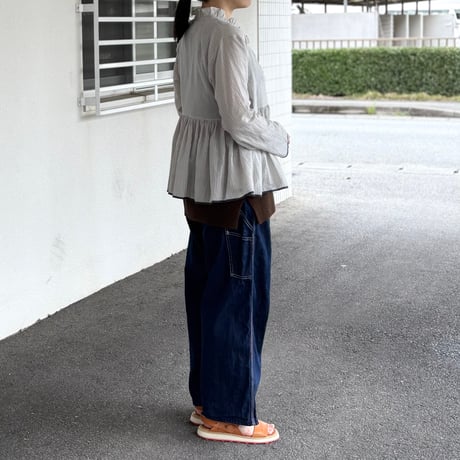 HANDWOVEN COTTON STRIPE FRILL CACHE COEUR INMDS26061 / maison de soil メゾンドソイル