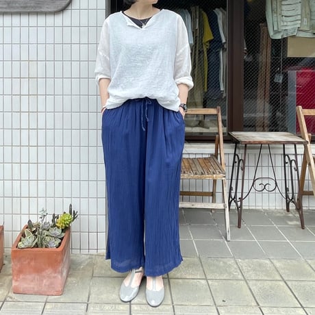 SINGLE GAUZE OVERDYED GATHERED EASY PANTS INAM2251GD / ARMEN アーメン