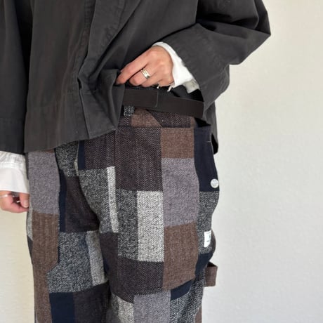 Fall Leaf Gardener Pants 4/5 (Cotton Tweed Patch Check) SF-252289 / SASSAFRAS ササフラス