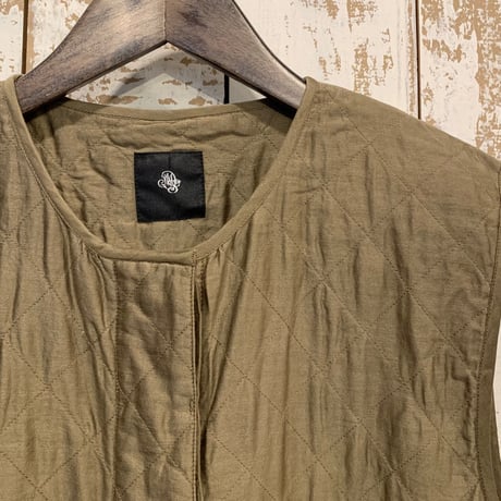QUILTED HAND WOVEN COTTON SILK PLAIN C-NECK VEST NMDS24532/ maison de soil メゾンドソイル