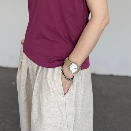 COTTON LINEN BACK SATINE TUCK LOOSE PANTS BP360-01 / Bohemians ボヘミアンズ