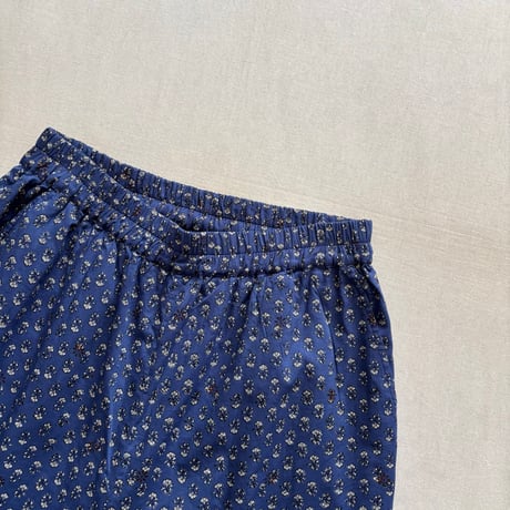 80s VOILE SMALL GENTIANA BLOCK PRINT EASY PANTS NMDS26255 / maison de soil メゾンドソイル