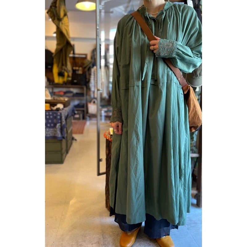 100'S KHADI NECK GATHERED DRESS INMDS23033 / ma 100'S KHADI NECK GATHERED DRESS INMDS23033 / ma