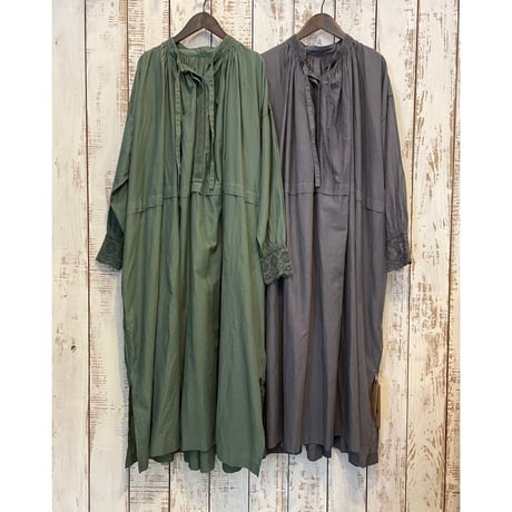 100'S KHADI NECK GATHERED DRESS INMDS23033 / maison de soil