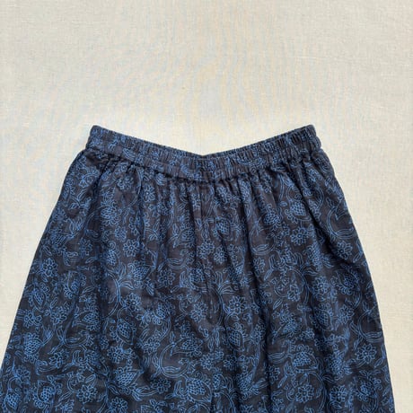 COTTON DOBIE CHECK FLOWER HAND SCREEN PRINT EASY PANTS INMDS26095 / maison de soil メゾンドソイル