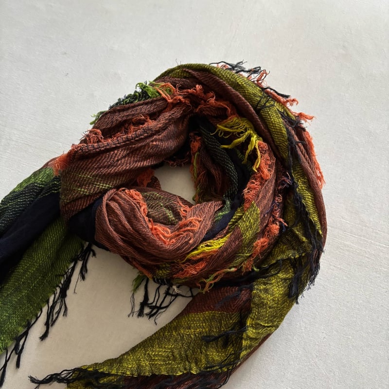 roots shawl BIG CB-OR-BK / tamaki niime タマキニイメ