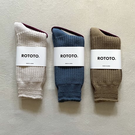 COTTON WAFFLE CREW SOCKS R1110 / ROTOTO