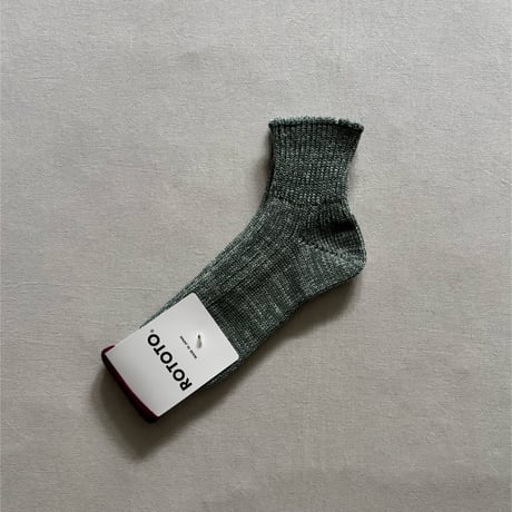 LOW GAUGE RIBBED MARL ANKLE SOCKS R1607 / ROTOTO ロトト