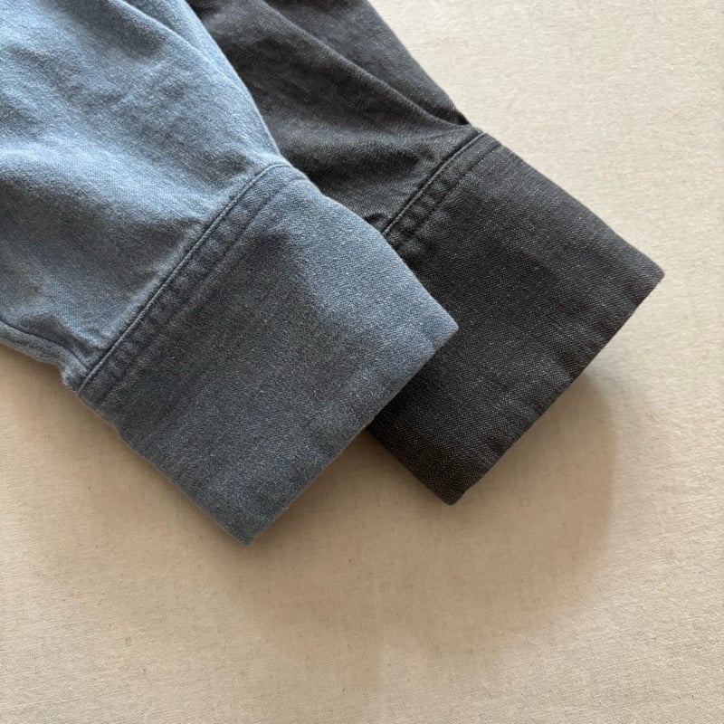 ほぼ未使用 ハバーサックHAVERSACK リネン混デニムジャケット日本製シャツ HAVERSACK】Band Collar Denim Work Shirt(Men's) | theater