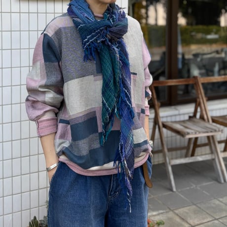 roots shawl BIG CB-BL-BL / tamaki niime タマキニイメ