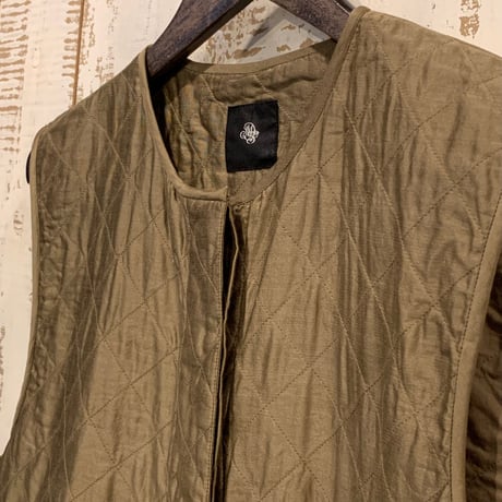 QUILTED HAND WOVEN COTTON SILK PLAIN C-NECK VEST NMDS24532/ maison de soil メゾンドソイル