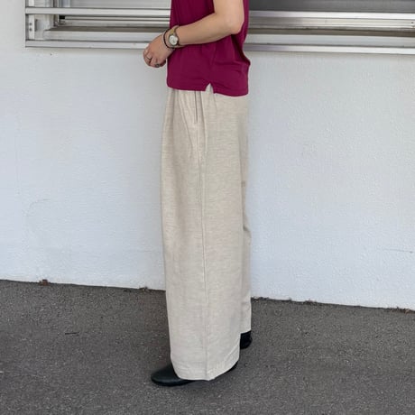 COTTON LINEN BACK SATINE TUCK LOOSE PANTS BP360-01 / Bohemians ボヘミアンズ
