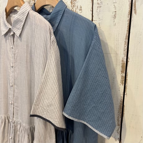 REGULAR COLLAR SHIRTS DRESS WITH RAJASTHAN GATHER INMDS26064 / maison de soil メゾンドソイル