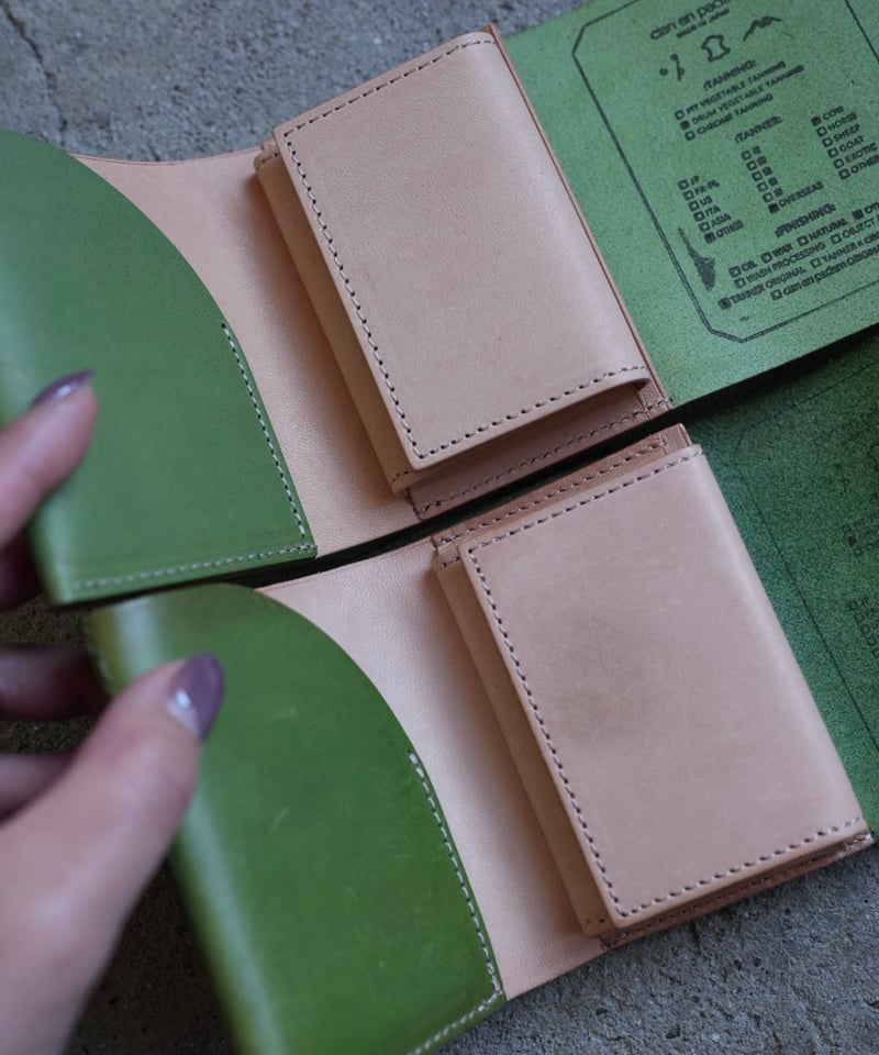 cian en paciam オリーブグリーン レザー コンパクト財布 mini wallet ➖moss➖ | cian en paclam