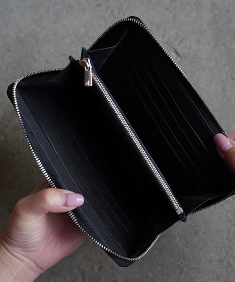 Long Round zip wallet➖panther black➖