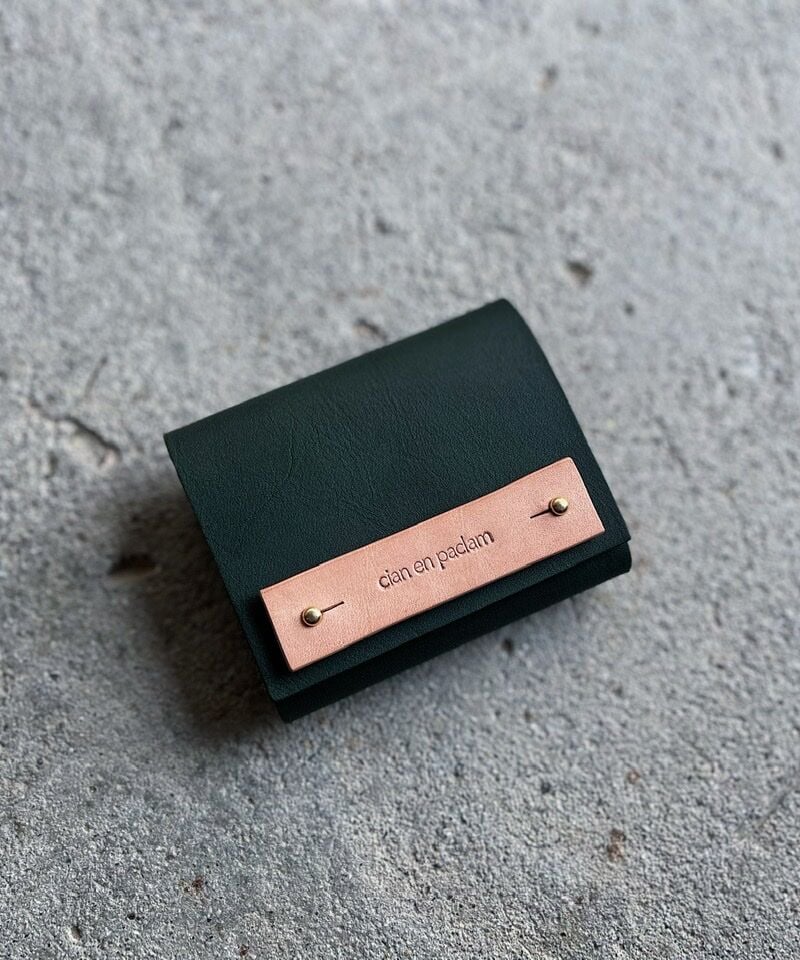 【m...sn 】ミニ財布 （ グリーン × ダークブラウン ) a3266b537afbefeb048d08fba0dbd6