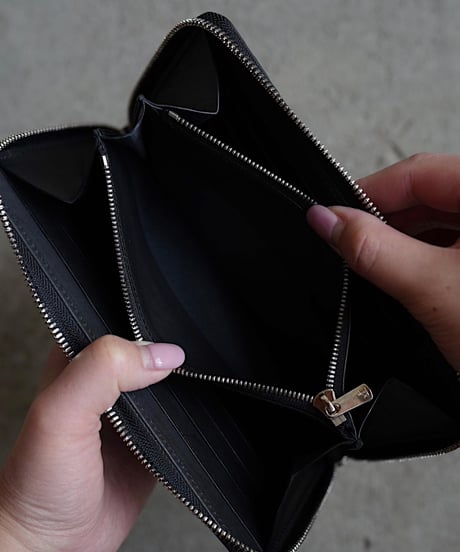 Long Round zip wallet➖panther black➖