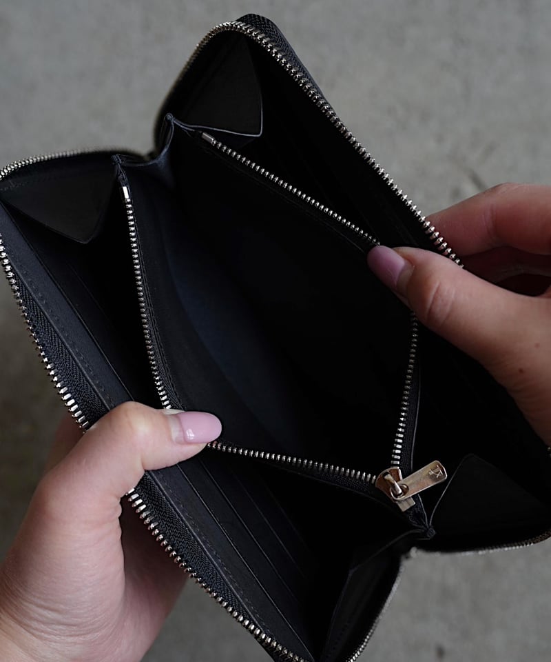 Long Round zip wallet➖panther black➖ | cian en