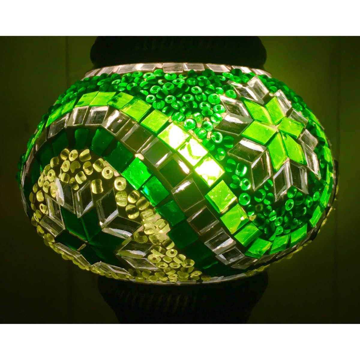 トルコランプ　フロアライト(スタンド型)　グリーン フロアスタンド 3連丸 モザイクランプ トルコランプ ランプ スタンド