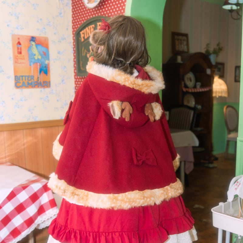 マント ポンチョ 秋 冬 クリスマス ロリータ バンビ柄 フード付き 防寒  