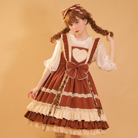 【千木】恋する乙女心ロリィタJSK ピンク 甘ロリ メタモルフォーゼ Cats and Cherry Cake オーバースカート付き