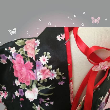 レディース 桜 コスプレ ６点セット アニメ服 和服 浴衣 スカート チョーカーなど レッド ピンク