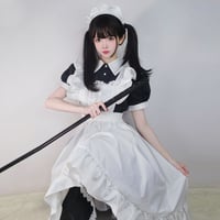 高品質 メイド服 エプロン クラシック ロング ロリータ 3点セット 長袖 半袖 コスプレ  体型カバー