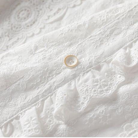 ブラウス ロリータ 森ガール 春夏 刺繍 ブローチ付 長袖 レディース Lolita 新作