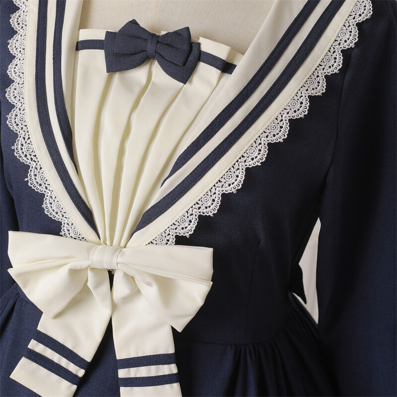PhysicalDrop☆セーラーストライプワンピース半袖☆ロリィタ ゴスロリ通販 With U ワンピース セーラー服 JKロリィタ