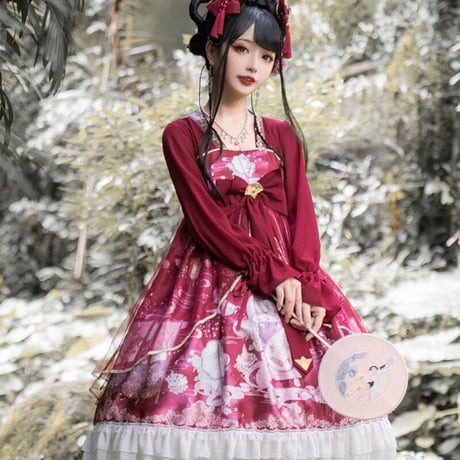 ロリータ ワンピース 長袖 チャイナドレス コスプレ レディース 双子コーデ 中国 中華 衣装 漢服