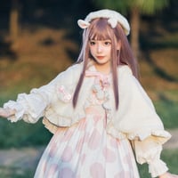 ロリータ 姫系 ポンチョ コート アウター リボン フリル ウール 原宿