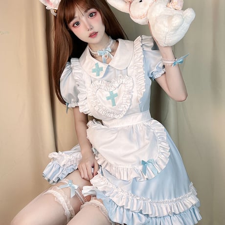 メイド服 ナース 看護師 コスプレセット ロリータ セクシー 可愛い 十字架 クロス ゆめかわいい キュート ハート