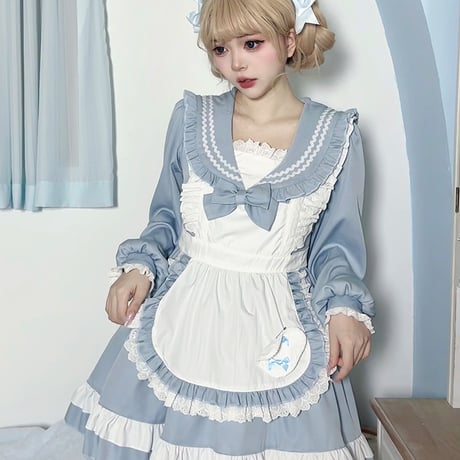 メイド服 セーラー風 セーラーワンピース セーラー服 メイドカフェ コスプレ制服 ロリータ ドレス 姫ロリ