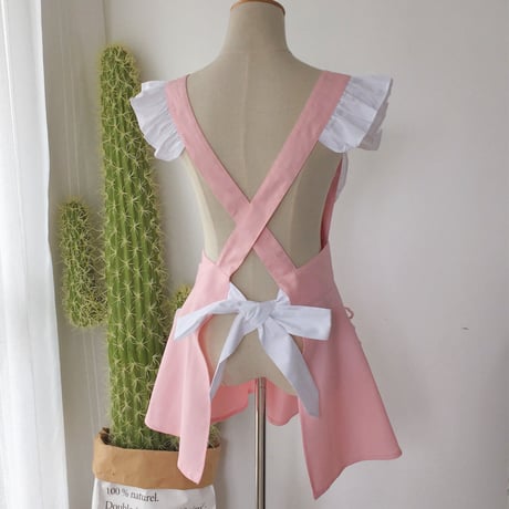 エプロン メイド ロリータ ポケット付き ハート リボン フリル 可愛い コスプレ