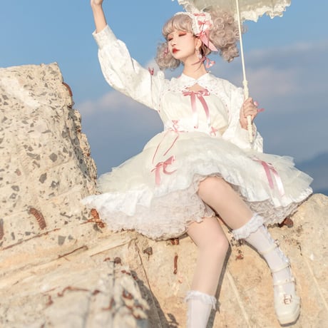 秋 新作 中華風 ゆめかわいい 中華ロリータ ロリータ メイド服 ワンピース ドレス 長袖 ゴシック ゴスロリ 甘ロリ ロリィタ