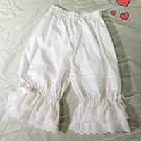 即納 ロリータ かぼちゃパンツ ドロワーズ 春夏 薄手 2枚重ね 刺繍レース ロング丈
