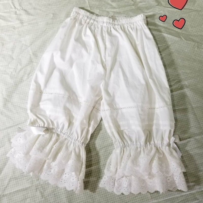 Pine Flower ハンドメイド　リネン　かぼちゃドロワーズパンツ　オリーブ Pine Flower ハンドメイド リネン かぼちゃドロワーズパンツ