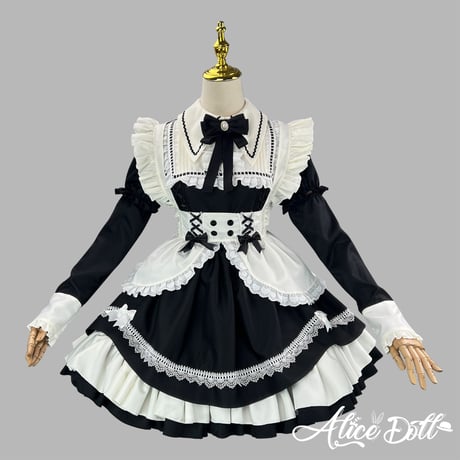 クラシカル メイド服 ワンピース エプロンセット 付け袖 2way 長袖 半袖 ロリータ ゴスロリ 甘ロリ