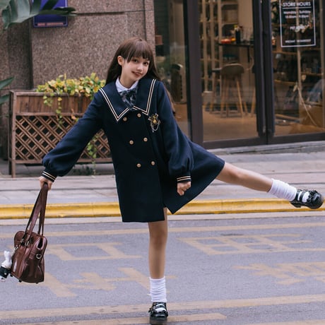 ロリータ 学園風 ラシャコート トレンチコート Pコート レディース 日常 可愛い 厚手 あったか JK 秋冬 制服 女子高生 通学