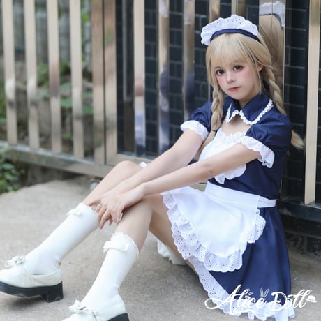 コスプレ メイド服 メイド ロリィタ ４点セット ゆめかわいい ワンピース エプロン カチューシャ 半袖