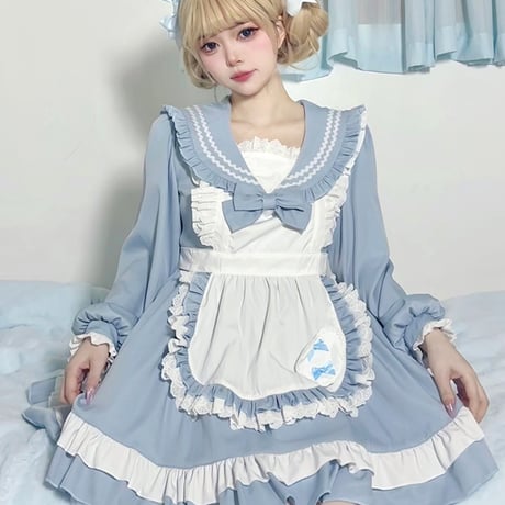 メイド服 セーラー風 セーラーワンピース セーラー服 メイドカフェ コスプレ制服 ロリータ ドレス 姫ロリ