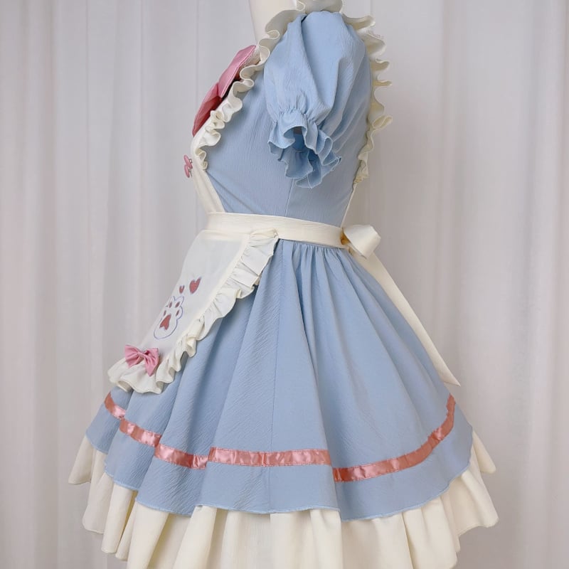 メイド服 メイド ドレス ワンピース エプロン リボン セット メイド服 メイド ドレス ワンピース エプロン リボン セット