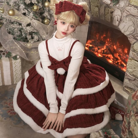 ロリータ ジャンパースカート クリスマス サンタクロース レディース 衣装 日常 コスプレ 新作 秋 冬 ワンピース