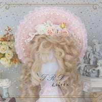 ロリータ ボンネット ボンネ 帽子 ヘッドドレス ライトピンク 甘ロリ クラロリ アクセサリー パール