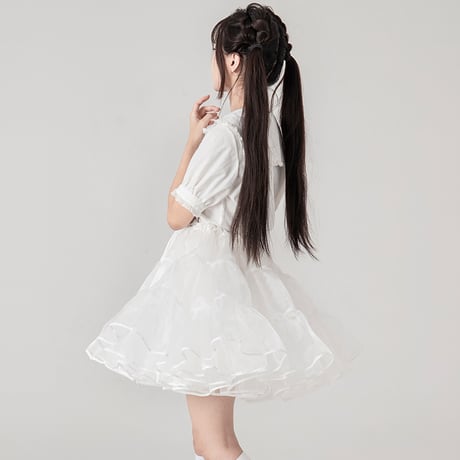 ボリューム パニエ ロリータ 大人用 45cm丈 ホワイト ブラック ショート丈 ミディアム丈 普段使い