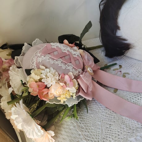 帽子 レディース ロリータ ハンドメイド シルクハット レッド ピンク  ゴシック  森ガール