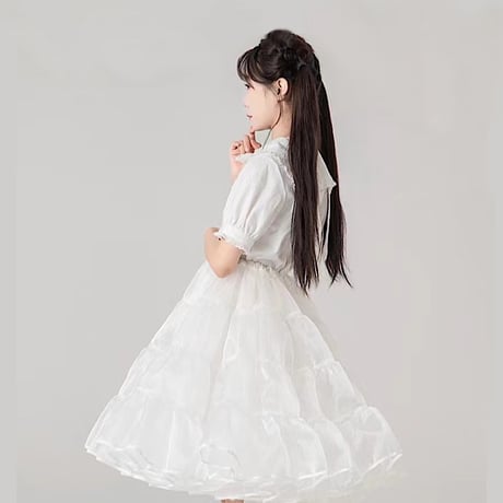 パニエ ボリューム 膝下 ロング丈 ミディアム 丈60cm 大人用 普段使い ロリータ かわいい フリル スカート
