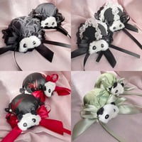 中華ロリ ヘッドアクセサリー パンダ柄 華ロリ お団子ヘア カチューシャ ロリータ ゆめかわいい